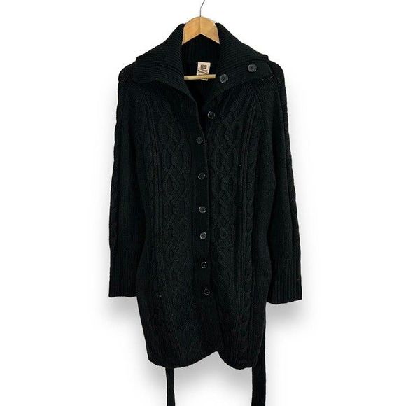 Vintage Y2k Faded Glory Duster Cardigan Cable Knit Sweater Womens Large - Picture 2 of 5